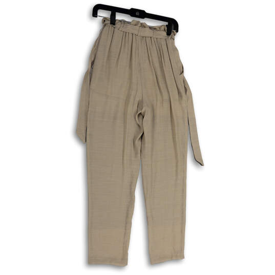 NWT Womens Beige Pleated Slash Pocket Tapered Leg Paperbag Pants Size XS image number 2