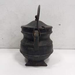 Vintage Cast Iron Fire Starter Smudge Cauldron Pot W/ Lid alternative image