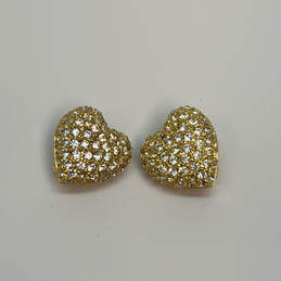 Designer Joan Rivers Gold-Tone Rhinestone Heart Shape Stud Earrings alternative image