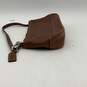Womens Brown Leather Hampton Demi Zipper Charm Small Clutch Shoulder Handbag image number 4