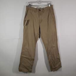 Mens Flat Front Slash Pockets Straight Leg Chino Pants Size 32X32