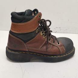 DR Martens Industrial Men Brown Steel Toe Boots SZ 8