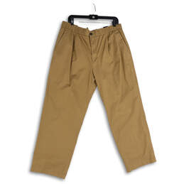 NWT Mens Tan Pleated Slash Pocket Regular Fit Cropped Pants Size XL