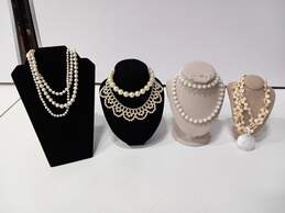5pc Assorted Faux Pearl Costume Jewelry Bundle