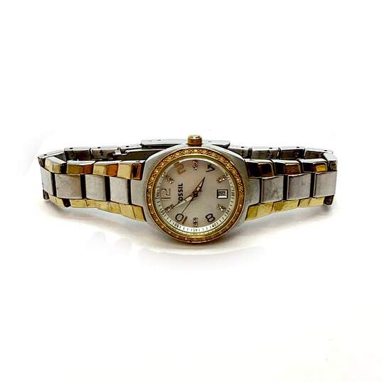 Designer Fossil Colleague AM4183 Two-Tone Analog Round Dial Quartz Wristwatch image number 2