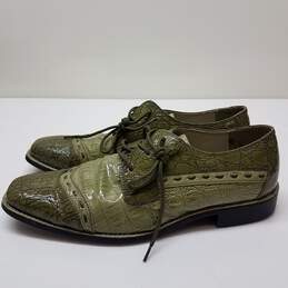 Sio Green Faux Crocodile Oxford Dress Shoes Size 10.5M alternative image