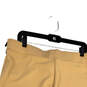 Womens Tan Elastic Waist Flat Front Wide-Leg Cropped Pants Size Large image number 3