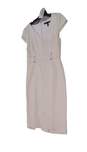 Womens White Short Sleeve V Neck Back Zip Sheath Dress Size 4 image number 2