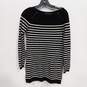 Womens Black White Striped Boat Neck Long Sleeve Sweater Dress Size Small image number 1