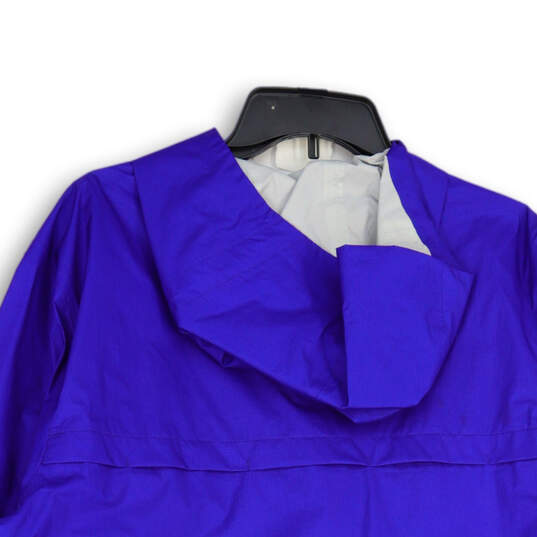 Mens Purple Long Sleeve Hooded Full-Zip Windbreaker Jacket Size Large image number 4