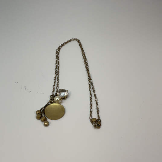 Designer J. Crew Gold-Tone Chain Crystal Cut Stone Multiple Charm Necklace image number 3