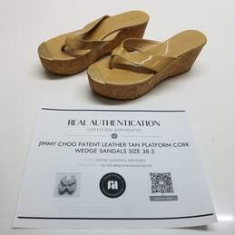 AUTHENTICATED JIMMY CHOO CORK WEDGE SANDALS SIZE 38.5