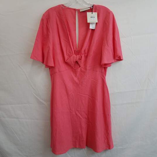 Pink deep v flutter sleeve mini dress women's size 10 nwt image number 1