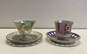 2 Norleans Tea Cup and Saucer 4 Piece Lusterware Blue and Green Tea Set image number 4