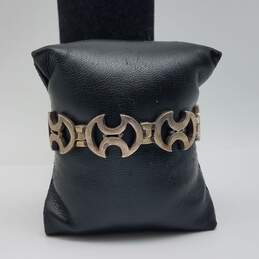 Sterling Mexico Open Work Designer Inspired 7" Bracelet w/Safety Chain 40.8g