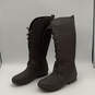 Womens Brown Duck Toe Knee High Fashionable Lace-Up Snow Boots Size 9 M image number 3
