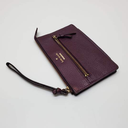 Kate Spade Cobble Hill Bee Burgundy Red Pebbled Leather Wristlet image number 3
