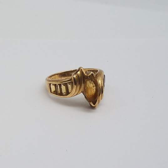14k Gold Vintage Marque Yellow Gemstone Size 6.25 Ring 3.8g image number 4