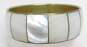 VNTG Brass MOP, Coral & Malachite Inlay Bangle Bracelets image number 4