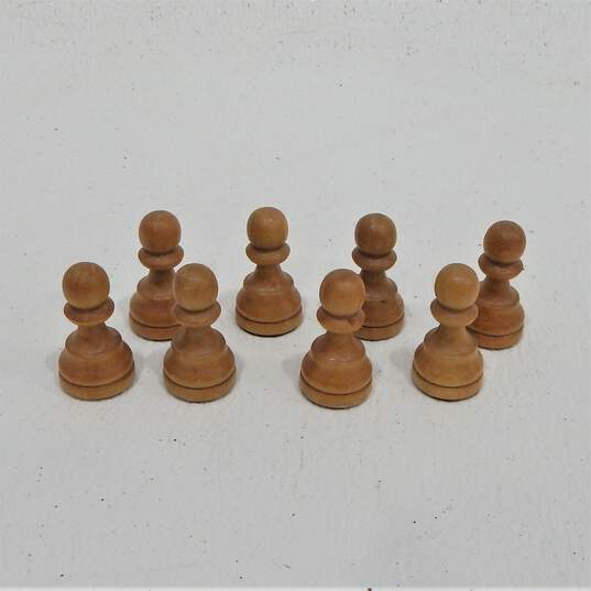 Vintage White and Black Marble Chess Board Game w/ Wood Pieces image number 6
