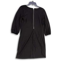 Womens Black Keyhole Neck Long Sleeve Back Zip Knee Length Shift Dress Sz 8 alternative image