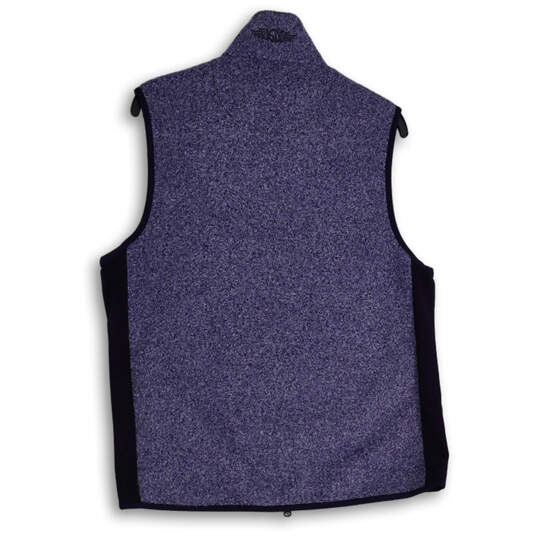 Mens Blue Mock Neck Sleeveless Full-Zip Golf Sweater Vest Size Small image number 4