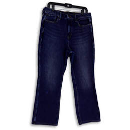 Womens Blue Denim Dark Wash Stretch Pockets Straight Jeans Size 32