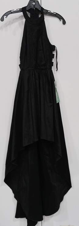 NWT Womens Black Halter Neck Sleeveless Back Zip High Low A Line Dress Size 1