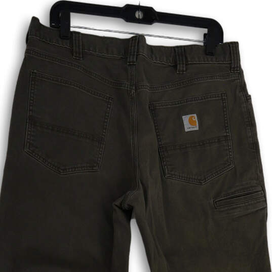 Mens Gray Denim 5-Pocket Design Straight Leg Work Pants Size 36x34 image number 4