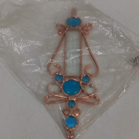 Copper Blue/White Glass Decorative Wall Hanging & Wind Chime 2pc Bundle image number 2
