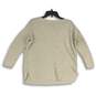 Womens Tan Crew Neck Long Sleeve Side Slit Pullover Sweater Size Small image number 2