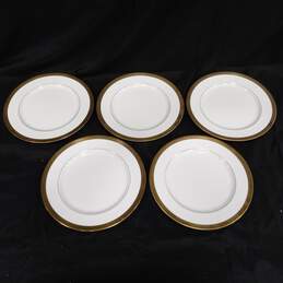 Bundle of 5 Mikasa Crown Jewel Gold Trimmed Bone China Dinner Plates alternative image