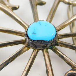 Artisan 925 Southwestern Turquoise Cabochon Scrolled Flower Oval Sandcast Belt Buckle 25.6g alternative image