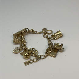 Designer Kate Spade Gold-Tone Rhinestone Link Chain Multiple Charm Bracelet alternative image