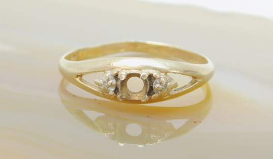 Fancy 10k Yellow Gold Diamond Accent Ring Setting 1.2g image number 2