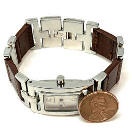 Designer Fossil F2 ES-1855 Silver-Tone Leather Strap Analog Wristwatch alternative image