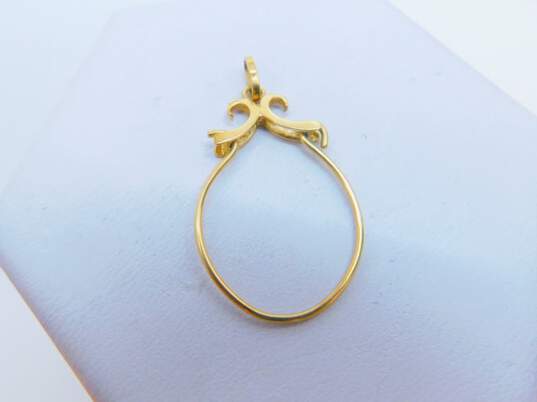 Fancy 14k Yellow Gold Anklet & Round Pendant Charm 1.8g image number 2