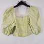 H&M Women Green/White Gingham Blouse Sz S NWT image number 4