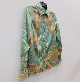 DOLCE & GABBANA Women's Turquoise & Coral Multicolor Paisley Print Long Sleeve Silk Twill Shirt Size 42EU with COA alternative image