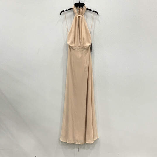 NWT Womens Pink Sleeveless Halter Neck Back Tie Maxi Dress Size Large image number 1
