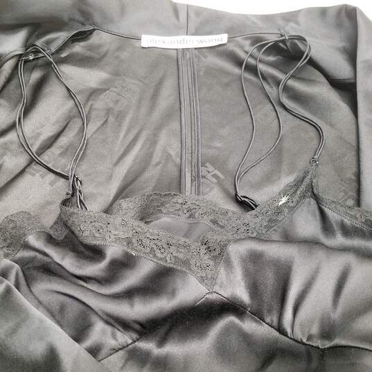 Womens Black Silk Long Sleeve Twist Robe One-Piece Pajama Romper Size 2 image number 6