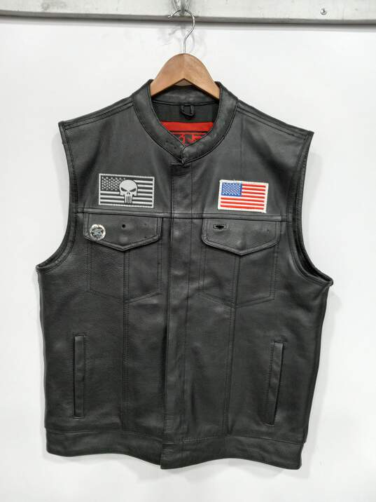 Men’s Z1R Leather Motorcycle Vest image number 1