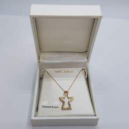 10K Gold Diamond Accent Angel Pendant Necklace W/Box 1.0g alternative image