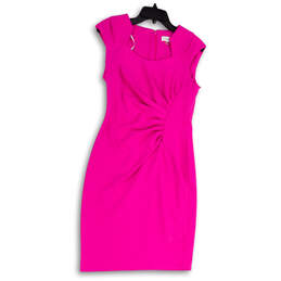 NWT Womens Pink Pleated Sleeveless Back Zip Stretch Sheath Dress Size 6