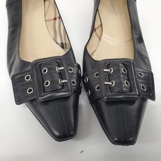 Burberry Black Leather Buckle Low Heels Women's Size 9.5 image number 4