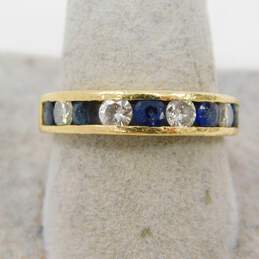 14K Yellow Gold 0.65 CTTW Diamond & Sapphire Alternating Stone Band Ring 4.0g alternative image
