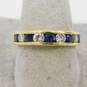 14K Yellow Gold 0.65 CTTW Diamond & Sapphire Alternating Stone Band Ring 4.0g image number 2