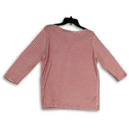 Womens Red White Striped 3/4 Sleeve Split Neck Pullover T-Shirt Size XL alternative image