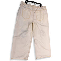 NWT Womens White Distressed Light Wash Pockets Denim Wide Leg Jeans Size 18 alternative image