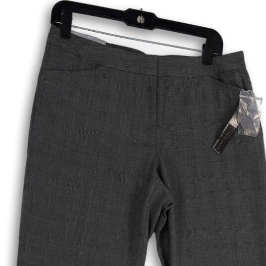 NWT Womens Gray Plaid Flat Front Pockets Straight Leg Dress Pants Size 8 image number 3
